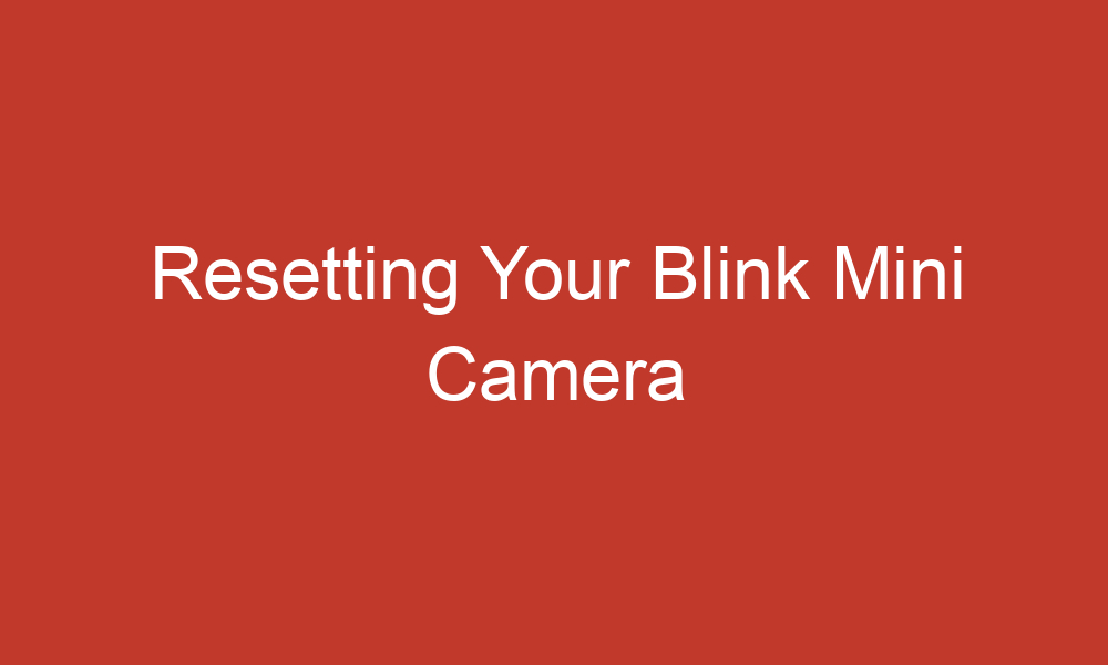 resetting your blink mini camera 10844